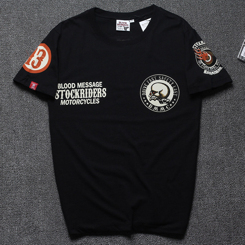 Hong Kong Boomer Hip Hop Skeleton Men Short Sleeve T-shirt 2022 Summer New Loose Round Collar Half-Cut Sleeves