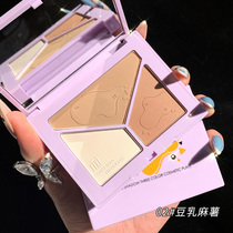 Three-in-one highlight repair plate blush shadow powder nose shadow Shadow Eye Shadow Matte parity three-color combination plate