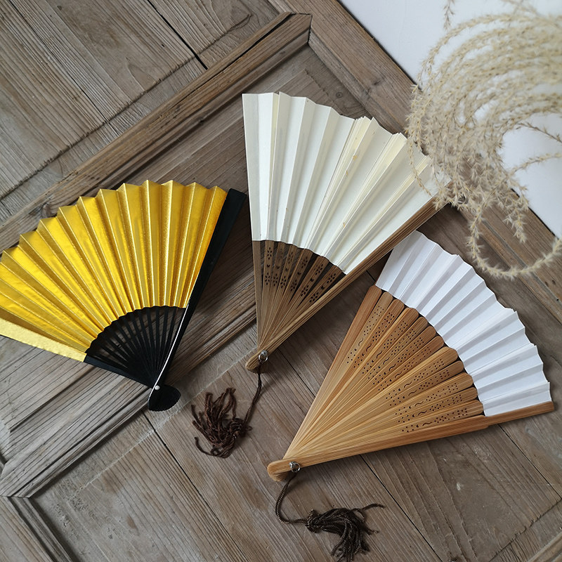 White Calligraphy Paper Fan Sprinkle Paper White Fan Paper Paper Double-sided Paper Female Fan Customized