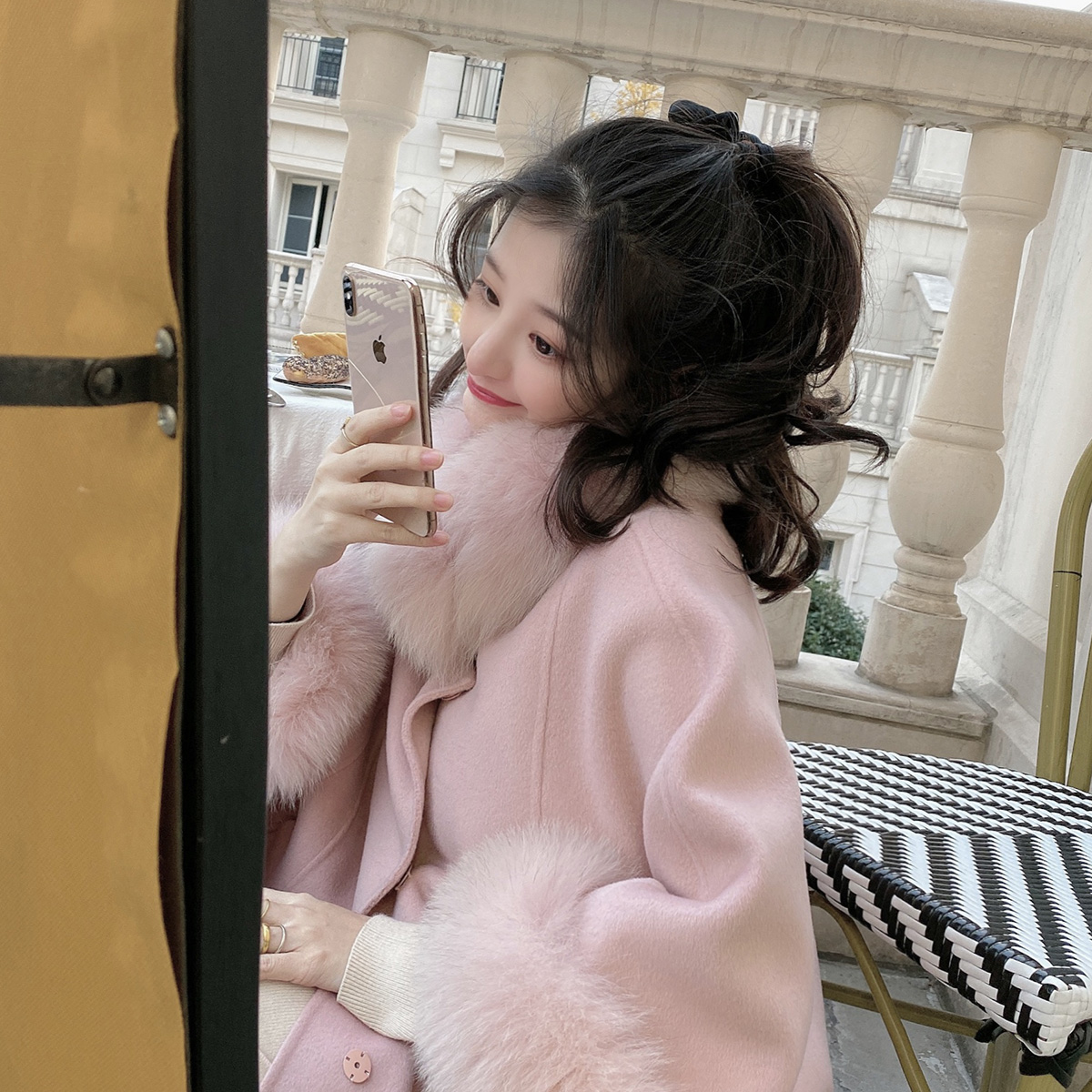 Great Joy Homemade Winter New Fox Fur Bifacial, Cape Coat (White Fumery Cloak)