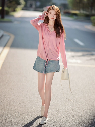 Трикотажный свитер, летняя одежда для защиты от солнца с капюшоном, летний шелковый лонгслив