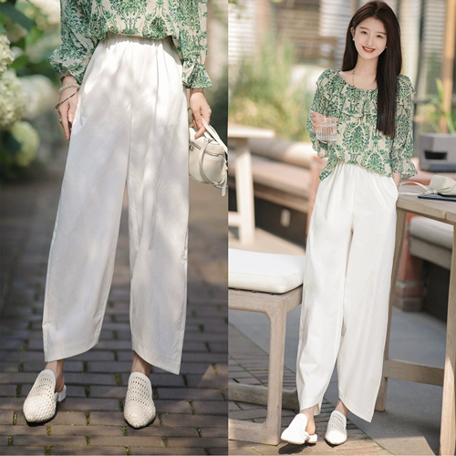 Модные летние штаны, свободный прямой крой, подходит для подростков, высокая талия