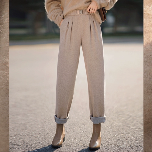 Шерстяные модные ретро штаны, свободный прямой крой