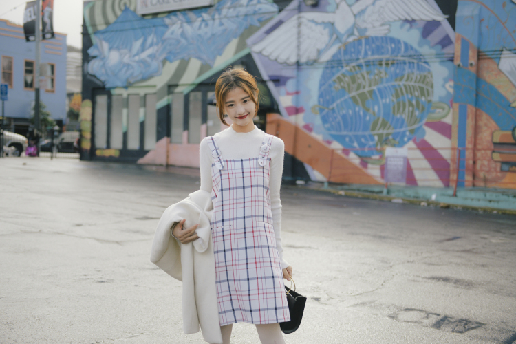 大喜自制 原创复古格纹 冬季加厚保暖连衣裙女