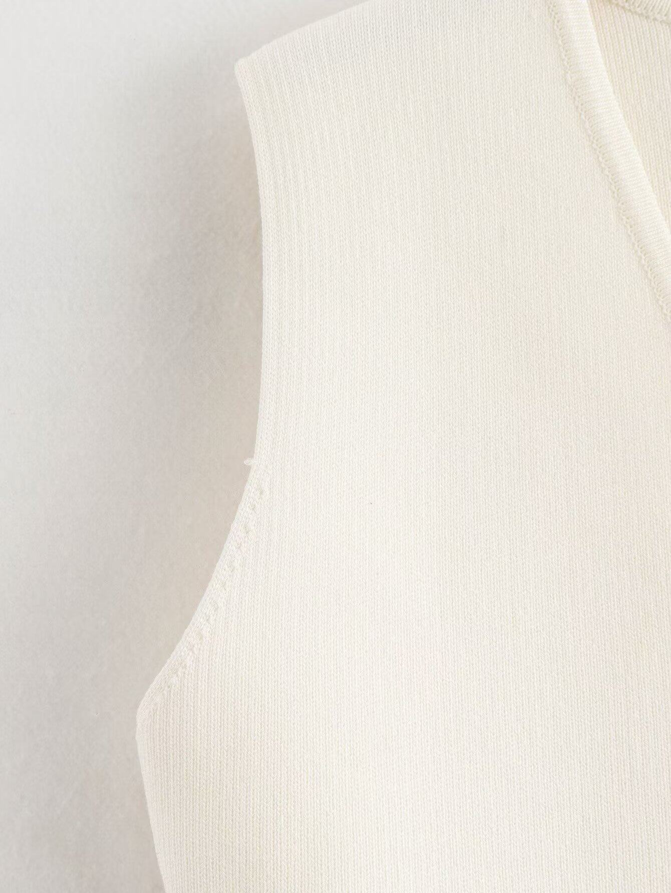 Женская жилетка kaslead 新款 女装 欧美风时尚简约金色纽扣饰针织背心式上衣