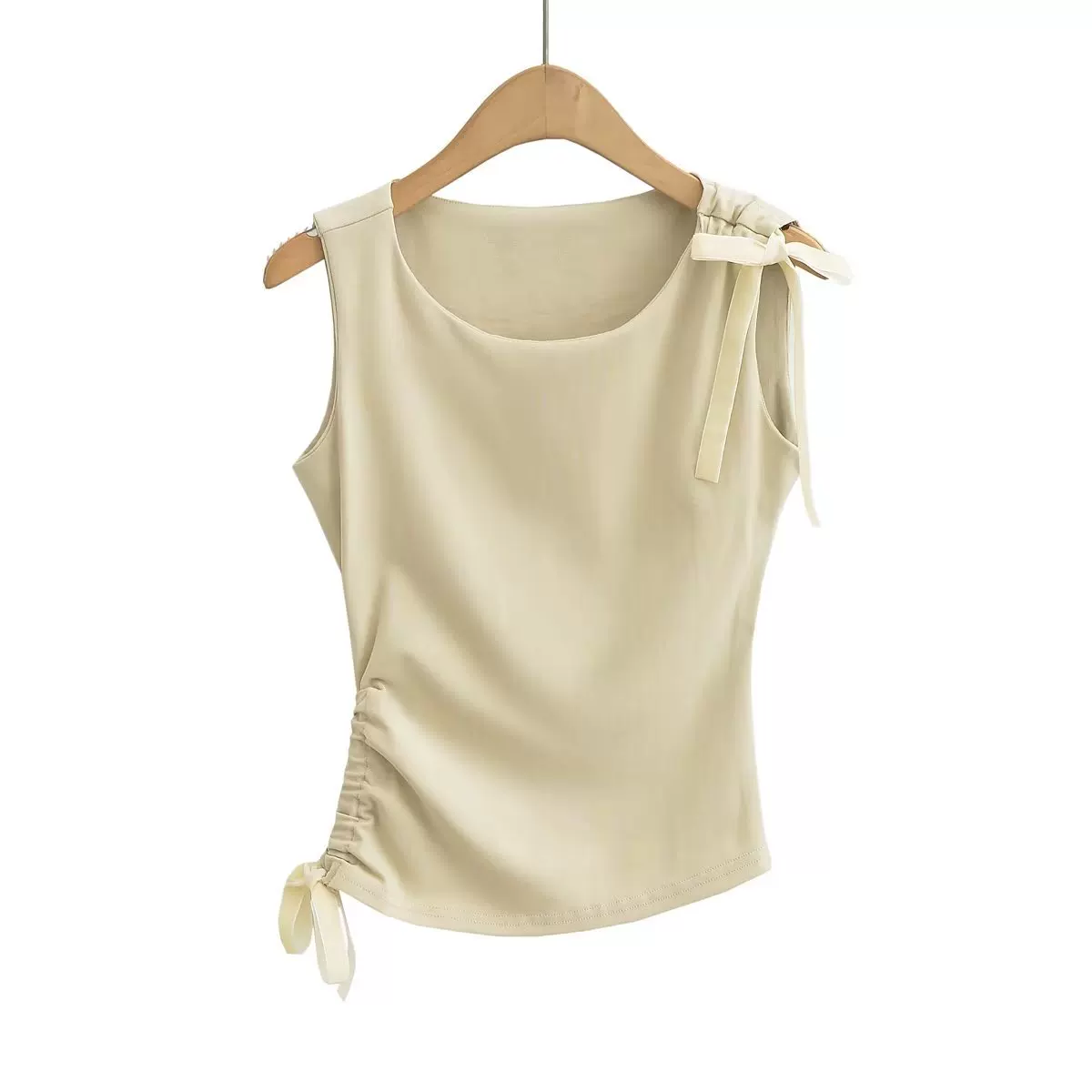 Design vest, mini-skirt, European style, trend of season, drawstring, high waist
