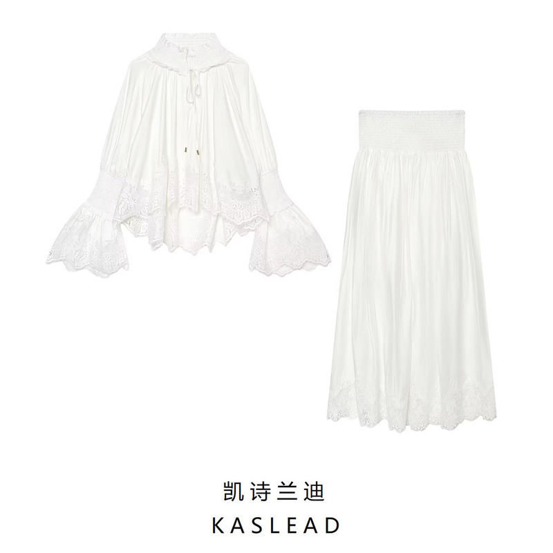 Kaslead New Women's Clothing European and American Style Lace Long-Sleeved Shirt Lace-Trimmed Skirt 1342547 Kaslead New Women's Clothing European and American Style Lace Long-Sleeved Shirt Lace-Trimmed Skirt 1342547