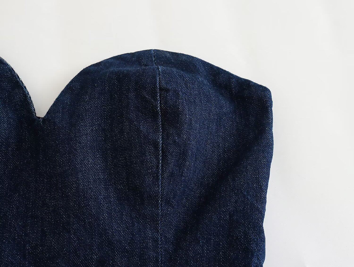 Боди/брюки kaslead 新款 女装 欧美紧身心形领胸衣式牛仔连体裤 2553069 407