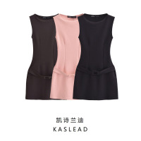 [KASLEAD 新款 女装 欧美风配腰带修身无袖连衣裙 3641314]