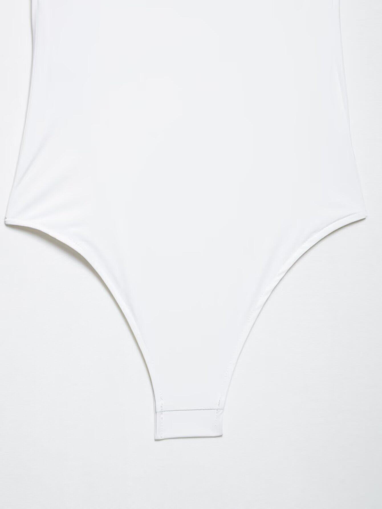 Боди/брюки kaslead 新款 女装 欧美风时尚金属饰一字领黑色泳衣 0167216