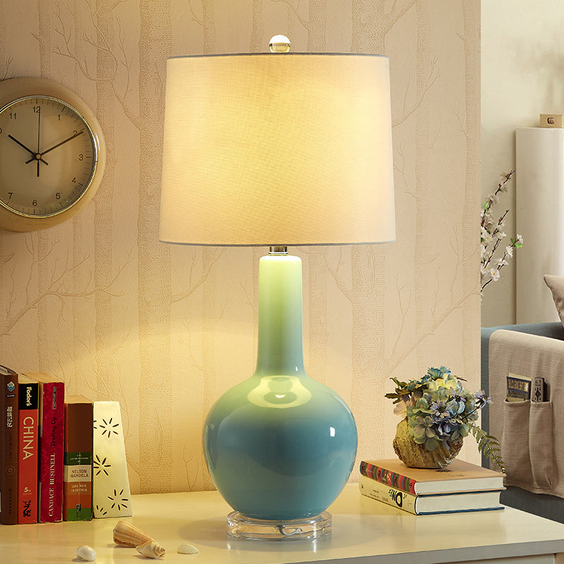 American ceramic table lamp bedroom bed headlights European style living room big number creative minima modern cozy home adjustable light