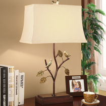 American country Wrought iron table lamp Bedroom bedside lamp Creative model room Bird decoration warm study Home living room