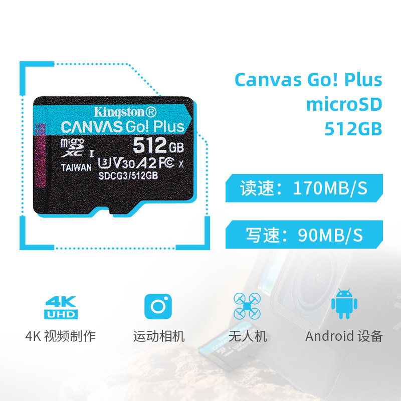 Карта памяти microSD Kingston Canvas Go! Plus 512GB SDCG3