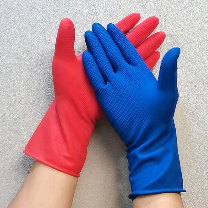 Independently loaded pure glue short hand-held non-slip cleaning rubber household women's dishwashing laundry rubber latex gloves