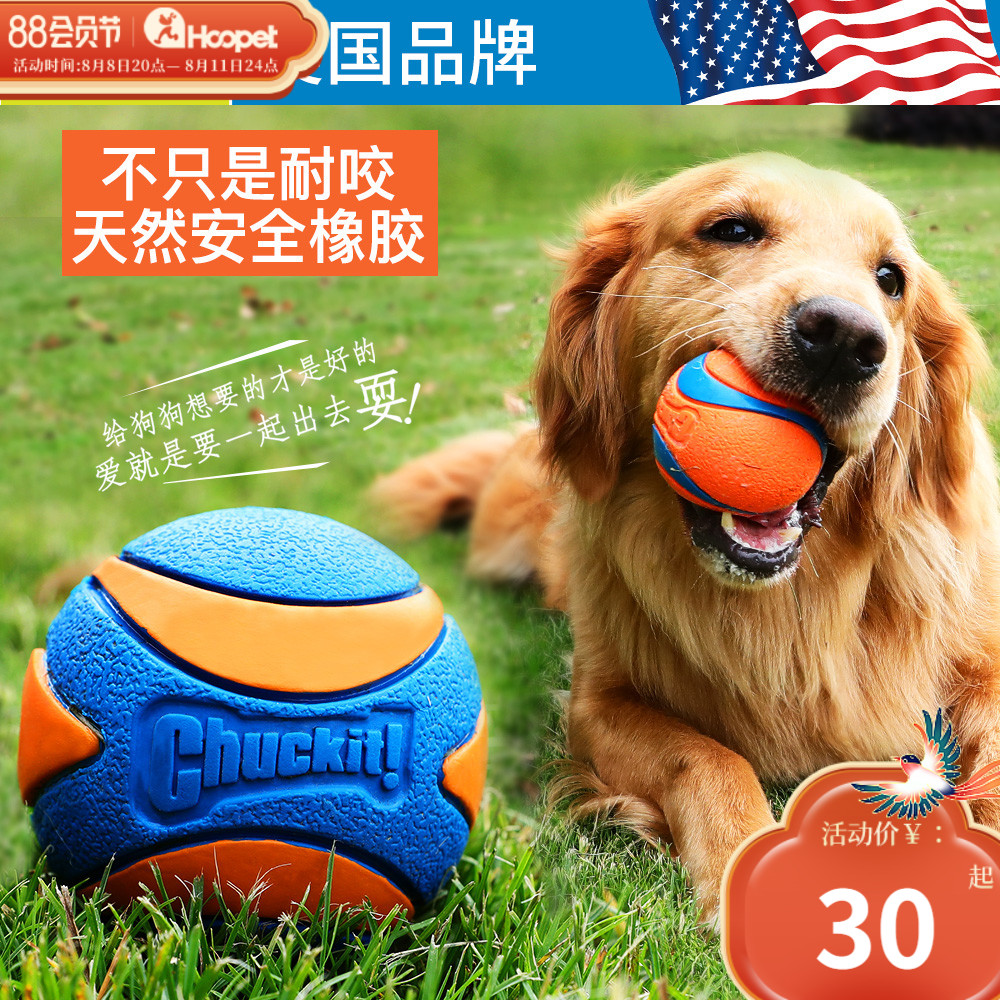 Petmate Dog Toy Ball sounds and bites large dog grinding elastic Labrador Puppy Golden Hair