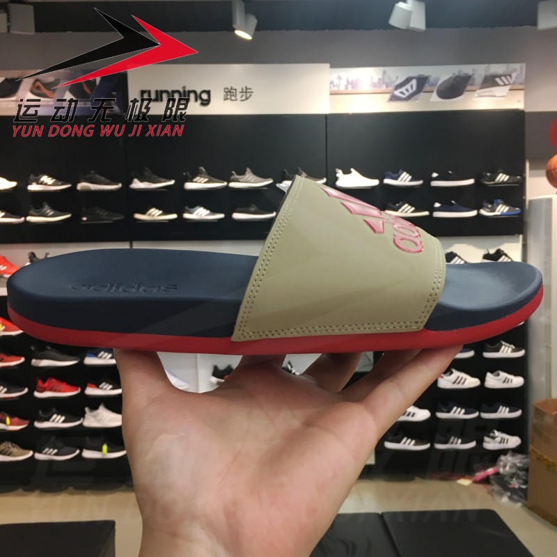 Adidas nam giày 2018 mới một từ tow thể thao bãi biển dép và dép CP9446 CG3425 B42207 dép xỏ ngón nữ