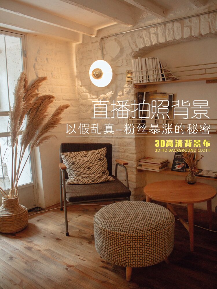 Live background cloth Decoration 3d Straight Podcast Internet Red Photography Props Ins Hanging Cloth Wallpaper Photo Gallery Photo Background Wall