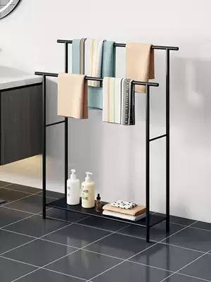 Modern double-pole bath towel towel rack Punch-free powder room bathroom floor-to-ceiling simple shelf storage cool rack