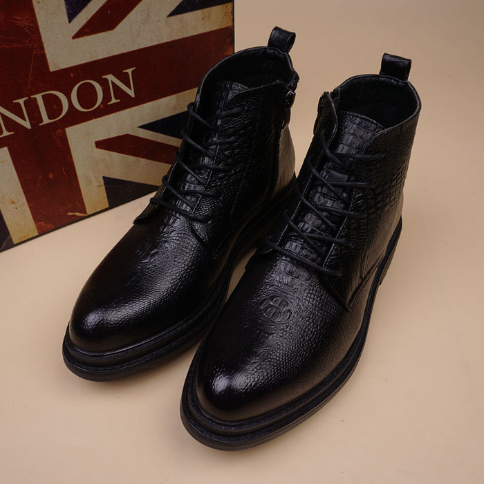 Phiên bản Hàn Quốc của giày da mũi nhọn Kiểu giày cá sấu Anh Giày nam xu hướng mùa đông chelsea boot nam hà nội