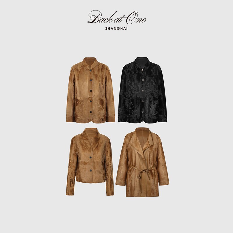 Backatone "Nomadic Diary/Soft Mist Caramel" High-Quality Texture Small Lake Sheep New Brown Top Jacket for Women Backatone "Nomadic Diary/Soft Mist Caramel" High-Quality Texture Small Lake Sheep New Brown Top Jacket for Women
