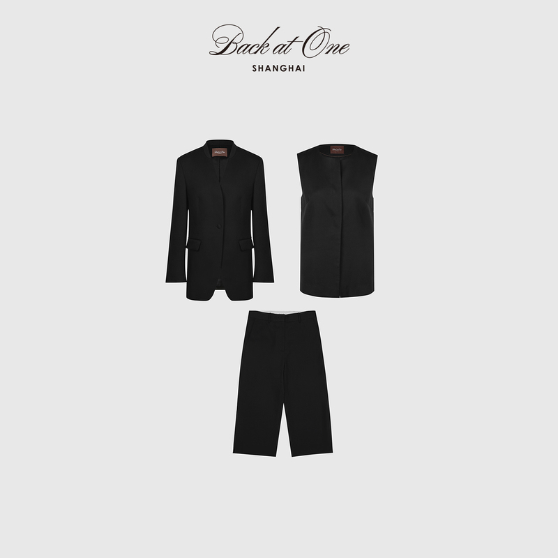 Backatone's Simple and Elegant Silk-Blend Three-Piece Suit, a High-End Set with a Slimming and Drapey Look, Perfect for Commuting