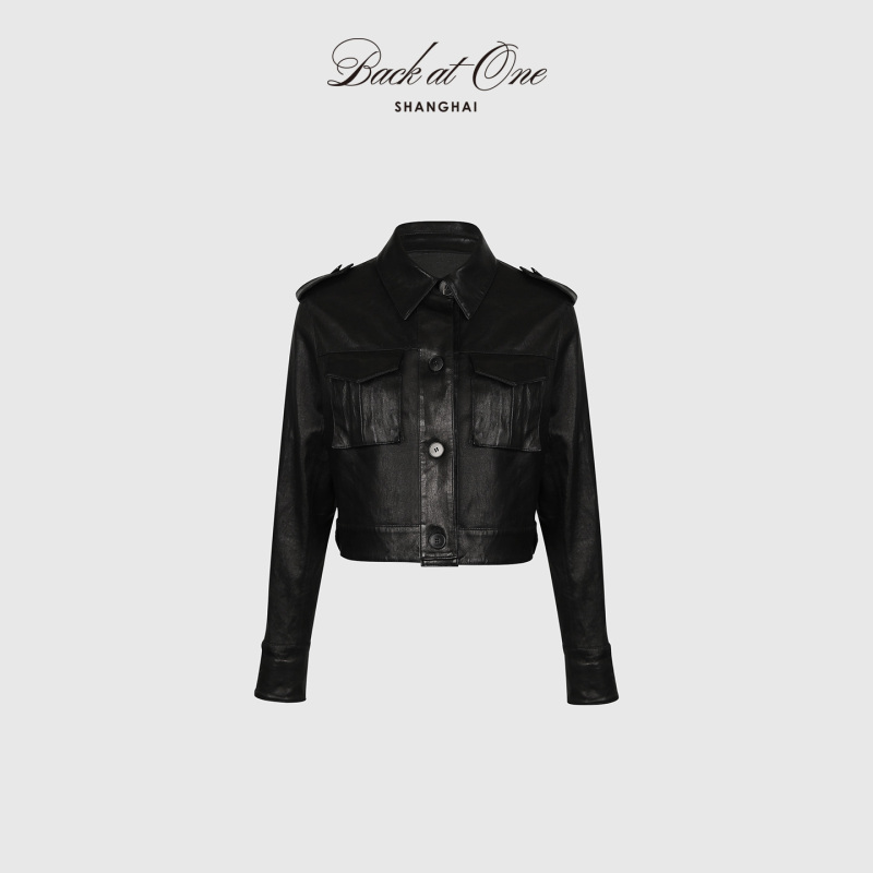 Backatone “Cool Moment” Fashionable Uncoated Stretchy High-End Workwear Leather Jacket for Women