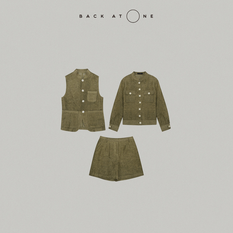 Backatone “Listening to the Wind in the Wild” Hollow-Out Linen Fashion Jacket/Vest/Shorts Bgs-1Be036K-C