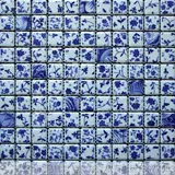 Керамическая печь становится мозаичной синей и белой современной минималистской сельской фоновой стеной гостиной туалетная кухня плитка плитка