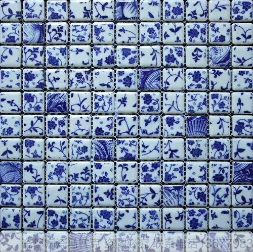 Керамическая печь становится мозаичной синей и белой современной минималистской сельской фоновой стеной гостиной туалетная кухня плитка плитка