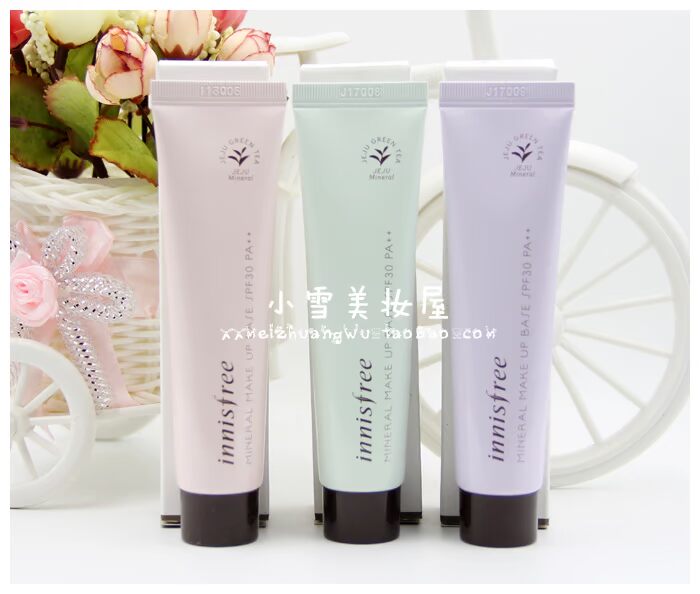 Hàn Quốc innisfree Yue Shi phong cách 吟 ngọc trai khoáng trang điểm rõ ràng kem trước kem màu xanh tím kem che khuyết điểm the same