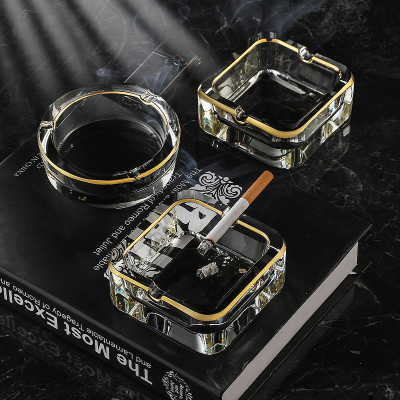 Light and luxurious crystal Ashtray Living Room Tea Table Home Creative Upscale Sketch Cigarette Cylinders Personality Trend Modern Office