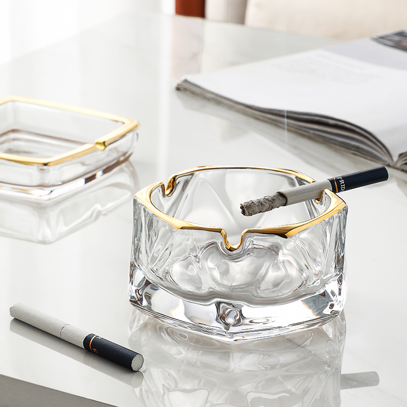 Crystal Glass Cigarette Ash Trays Creativity Individuality Trend Home Living Room Office Hotel Light Extravagant minimalist Modern Cigarette Cylinders