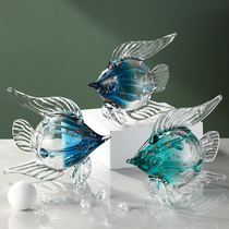 Glass fish home creative ornaments living room wine cabinet TV cabinet furnishings modern model room decorations new room gifts