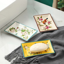 Creative Ceramic Soapbox Flowers Birds Fields Garden Large Soap Box Au Style Toilet Home Soap Dish Bathroom Handmade Soap Dish