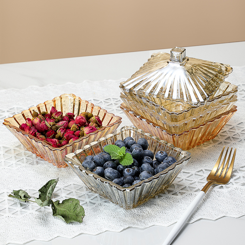 Glass Dried Fruit Snacks Pan Nordic Creative Nut Tray Living Room Home Candy Jar Soft Dress Putting Supplies Three Colors