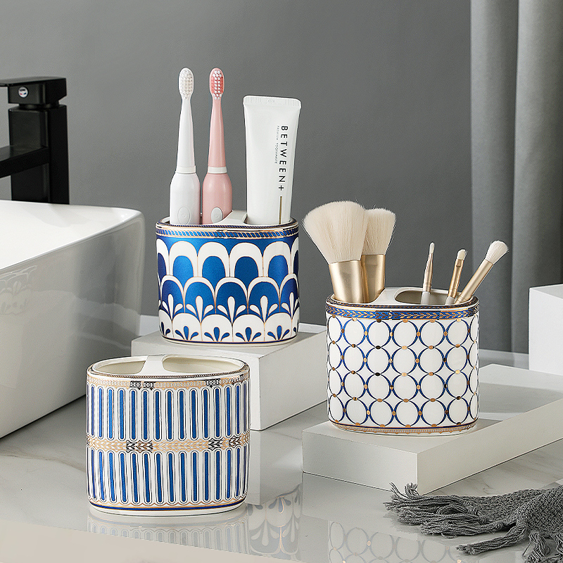Light Extravaganza Ceramic Electric Toothbrushes Shelf Home Makeup Room Multifunction Toothpaste Toothbrush Barrel Comb Containing shelf