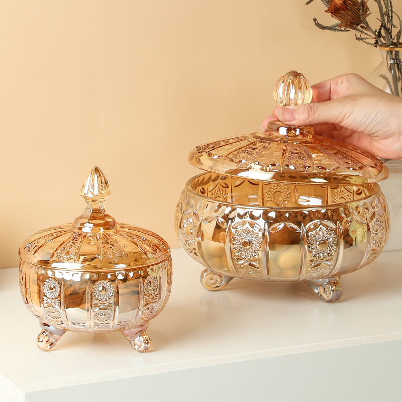 Candy Jar Creative Glass With Lid Candy Case Tea Storage Tank Snack Nuts Box Fashion Jewellery Decorative box
