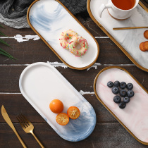 ins net red ceramic tray creative jewelry containing disc marble veins Phnom Penh sweet pint breakfast dish Western dining tray