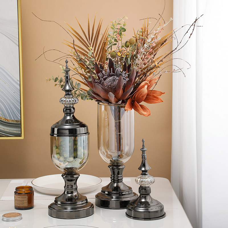 Nordic Style Glass Vase Swing home Creative Living room TV Kitchen Table Flower Arrangement Bottle Light Lavish Residence Decoration