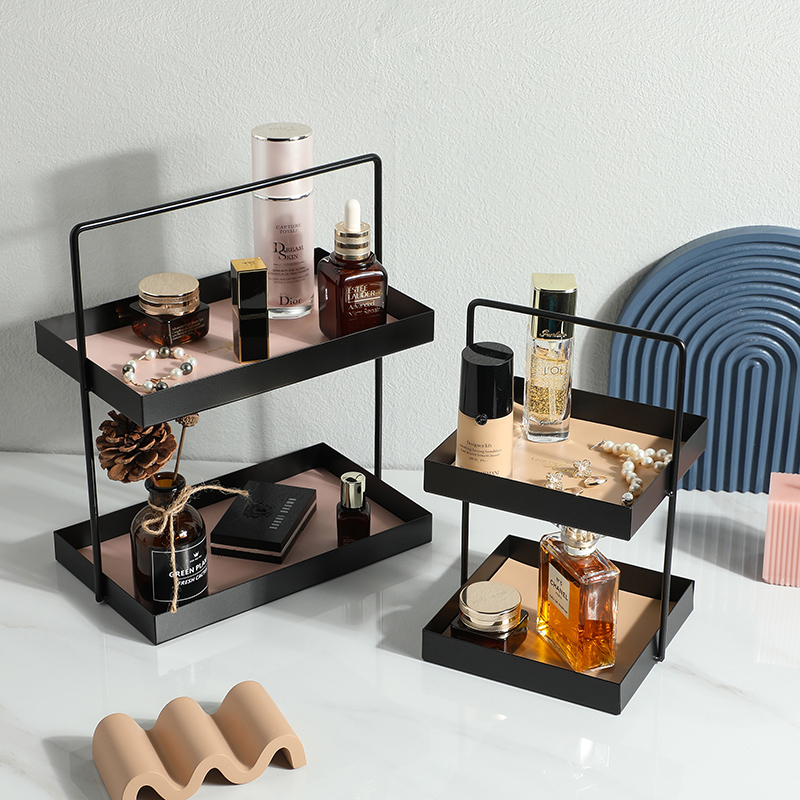 Nordic Makeup Skin-care Pint Shelf Double Layer Home Shelving Shelf Makeup room Wash Tabletop Debris finishing racks
