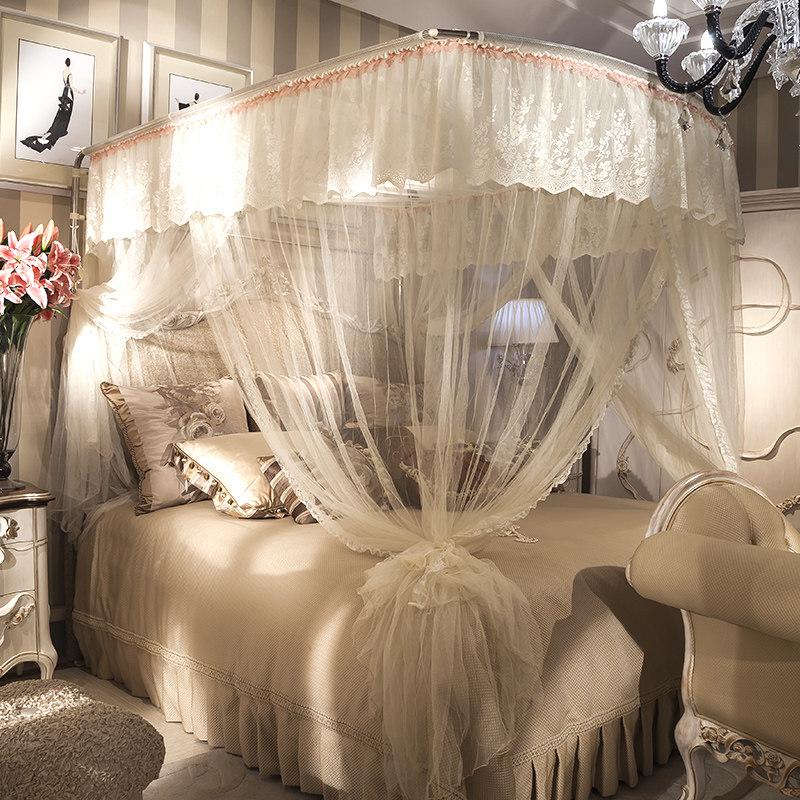 Charming house encryption thickened fishing rod Telescopic mosquito net three doors 1 8m bed household 1 5m court landing rod