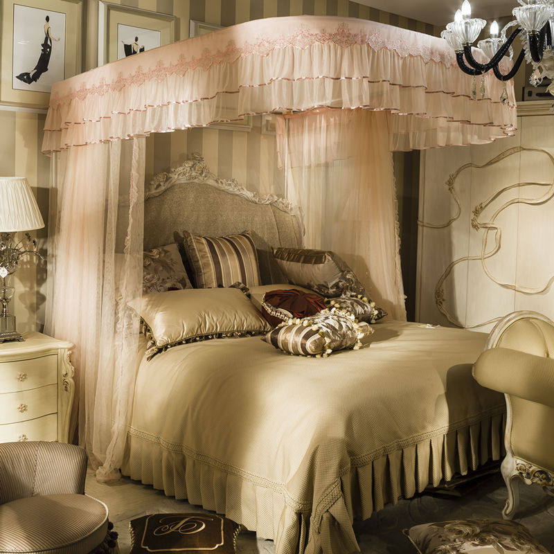 Charming home guide mosquito net three doors 1 8m bed 1 5m u-type encryption thickened household double track court