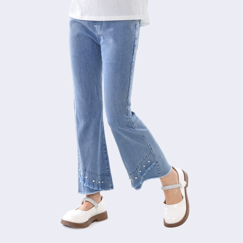 Летние детские штаны, весенние джинсовые штаны-клёш, подходит для подростков, в западном стиле, детская одежда