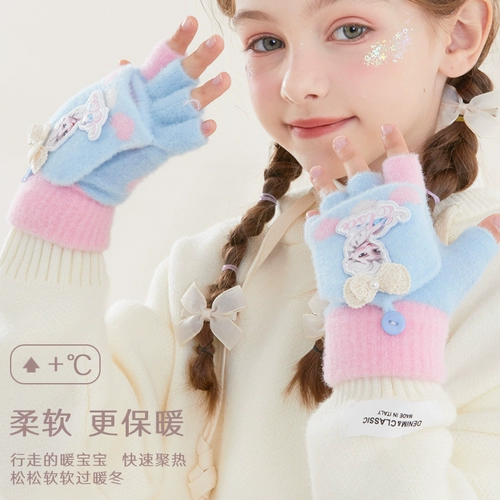 Дисней, детские удерживающие тепло трикотажные перчатки, детское кольцо для принцессы для раннего возраста, без пальцев, «Холодное сердце»
