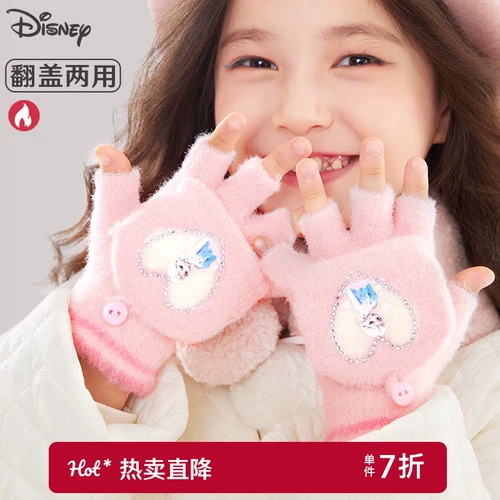 Дисней, детские удерживающие тепло трикотажные перчатки, детское кольцо для принцессы для раннего возраста, без пальцев, «Холодное сердце»
