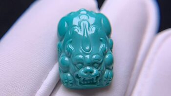 Hubei shiyan natural raw ore high porcelain non-optimized turquoise fine pixiu ring ring with atmospheric precision carving