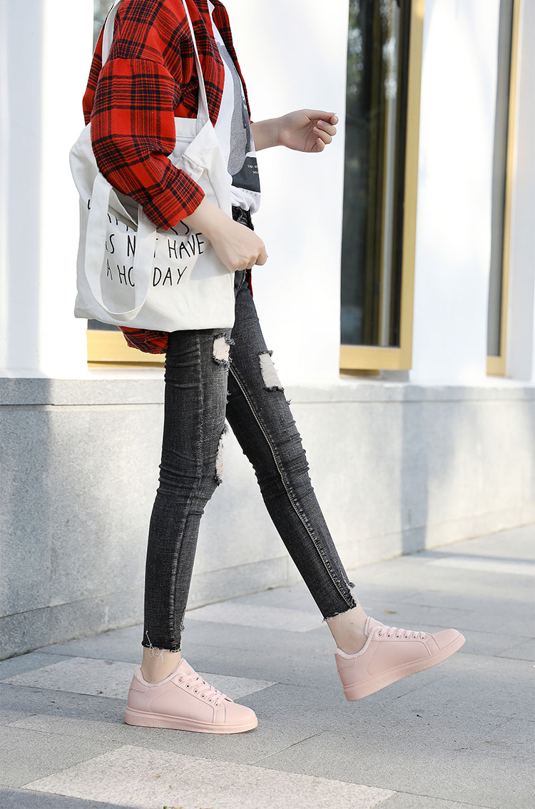Giày thấp giày cotton nữ giày thể thao cộng với giày cotton sinh viên giản dị hoang dã đánh bại giày chạy bộ với giày đế bằng thủy triều giày the thao nữ cao cấp