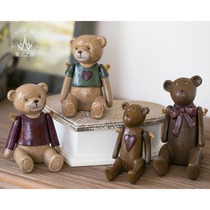 Super Meng Home adorns cute wooden carving joint bear American country retro to make old shooting props Teddy bear swing parts