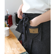 Korea imports kitchen fashion work cotton cotton cafe shop clothes Japanese household black apron