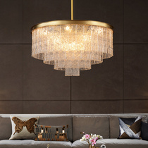  All-copper postmodern light luxury crystal chandelier Hong Kong-style living room lamp Creative personality bedroom simple household dining room lamp